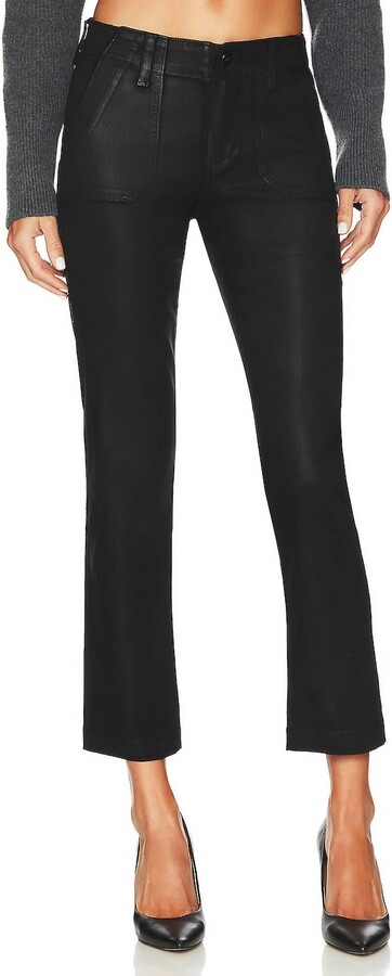 Paige Mayslie Straight Ankle Jean In Black Fog Luxe Coating