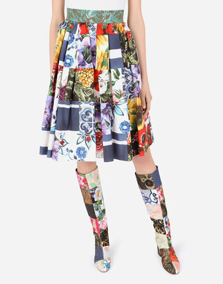 Dolce & Gabbana Patchwork poplin midi skirt