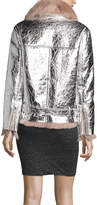 Thumbnail for your product : IRO Metallic Leather Biker Jacket with Shearling Lining