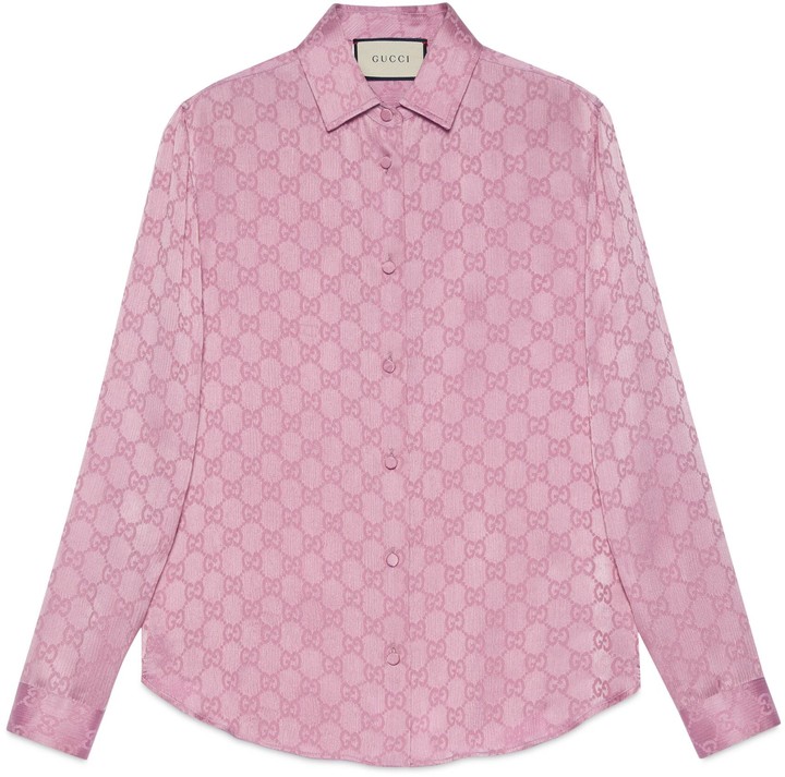 Gucci GG crepe de Chine silk shirt - ShopStyle Long Sleeve Tops