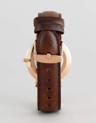 Daniel Wellington Dw00100137 Classic Black Bristol Leather Watch In Brown 36mm