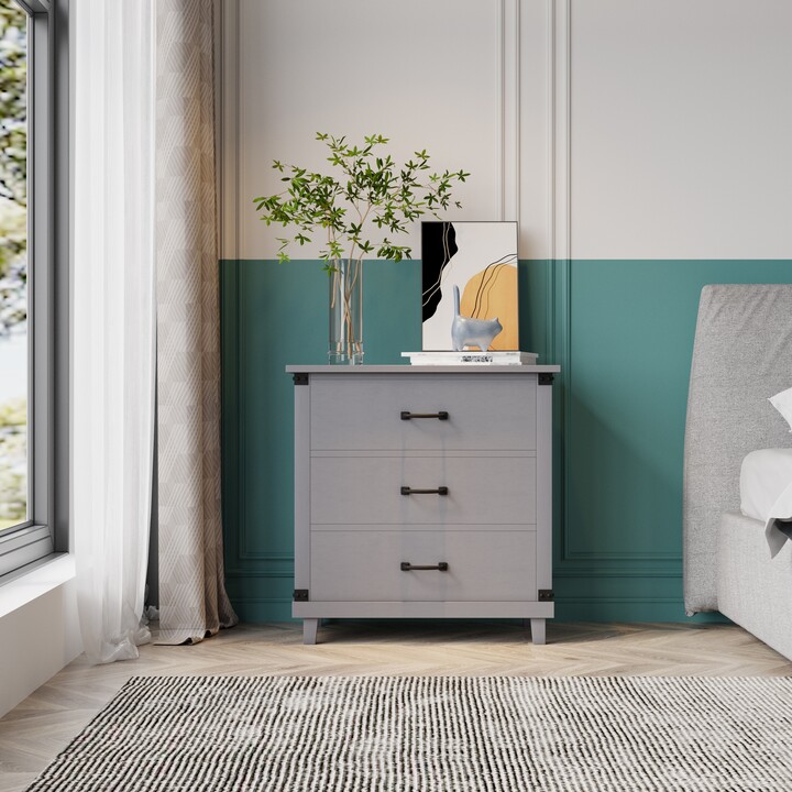 Modern Bedroom Nightstand with 3 Drawers Storage ShopStyle Chests