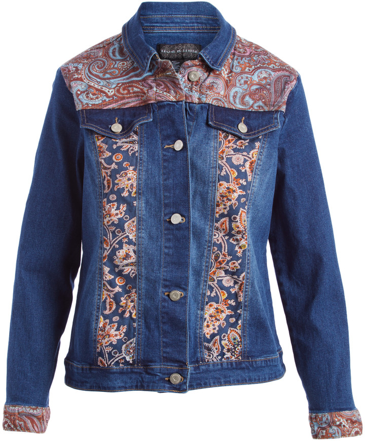 Live A Little Women's Denim Jackets STONE Stone Wash & Red Paisley