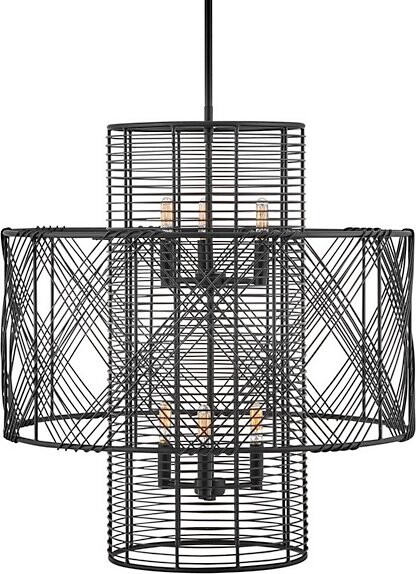 Hinkley Nikko Chandelier in Black, Size: 6 light