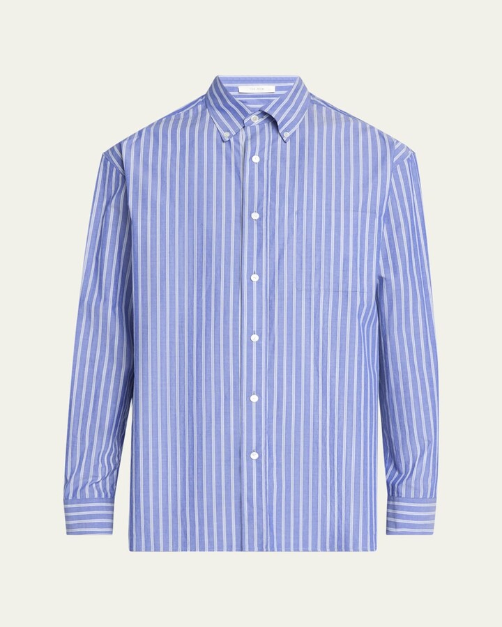 The Row Men's Bresson Striped Poplin Sport Shirt