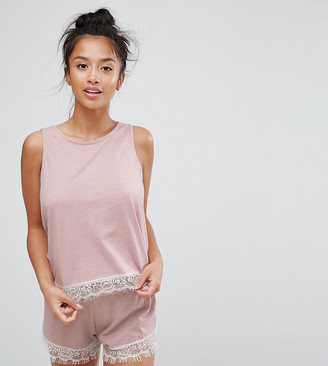 ASOS Petite Eyelash Lace Trim Vest & Short Pyjama Set