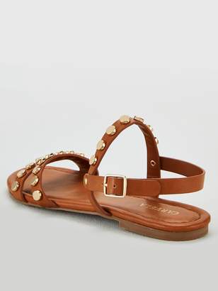 Carvela Stud Flat Sandals - Tan
