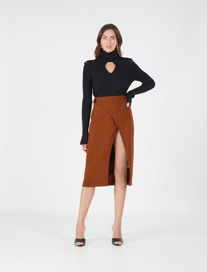 BCBGMAXAZRIA Women's Yulissa Faux-Leather Wrap Skirt - ShopStyle