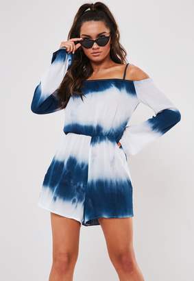 Missguided Tall Blue Tie Dye Strappy Playsuit
