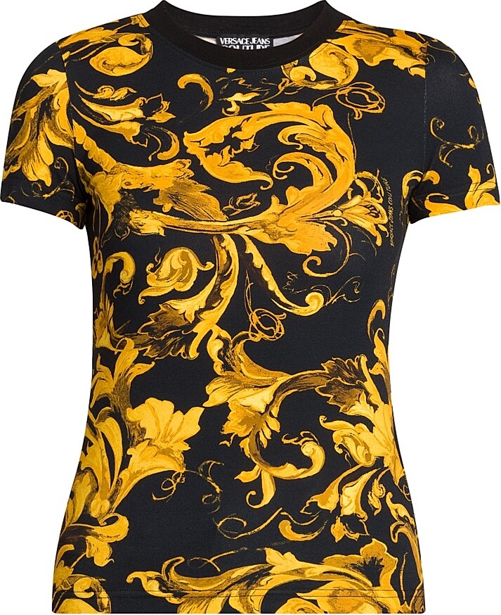Versace Jeans Couture Women's Barocco Cotton T-Shirt - Black Gold - Size Large