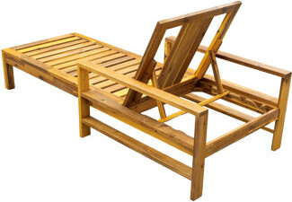 Corrigan Studio Acacia Wood Adjustable Backrest Outdoor Lounge Chair