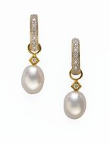 Thumbnail for your product : Jude Frances Classic White Pearl, Diamond & 18K Yellow Gold Briolette Earring Charms