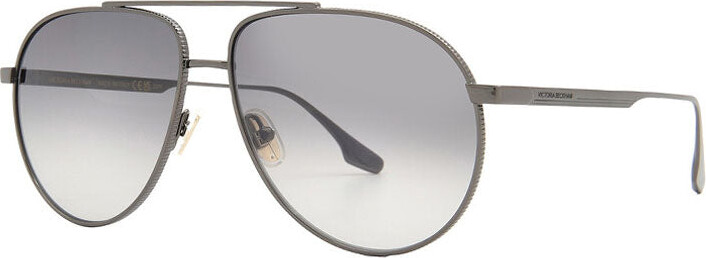 Victoria Beckham Sunglasses Aviator Full Rim Silver Frame And Brown Lens