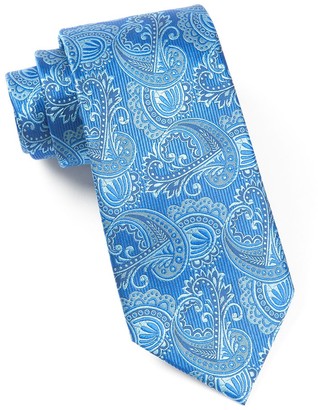 Tie Bar Twill Paisley Royal Blue Tie