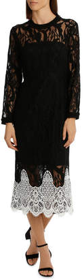 High Neck Black Lace Dress With Applique
