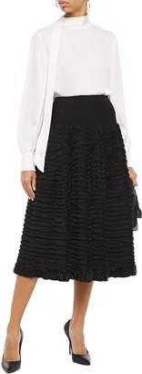 Alaia Ruffled Stretch-knit Midi Skirt