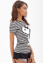 Thumbnail for your product : Forever 21 striped snoopy graphic tee