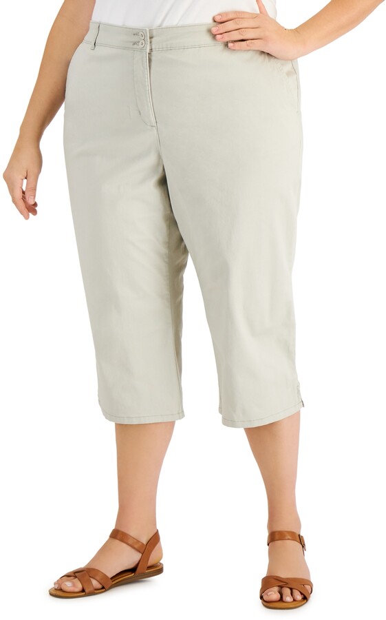 Karen Scott 1X Plus Taille Blanc Lumineux À Enfiler Capri Pantalon confort taille NOUVEAU