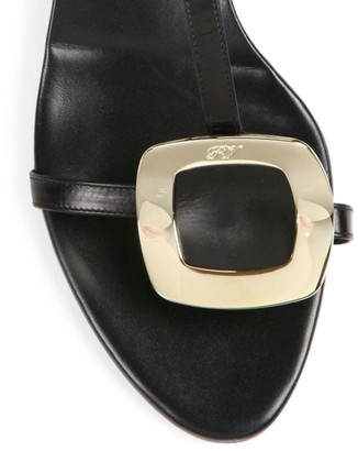 Roger Vivier Chips T-Strap Leather Sandals