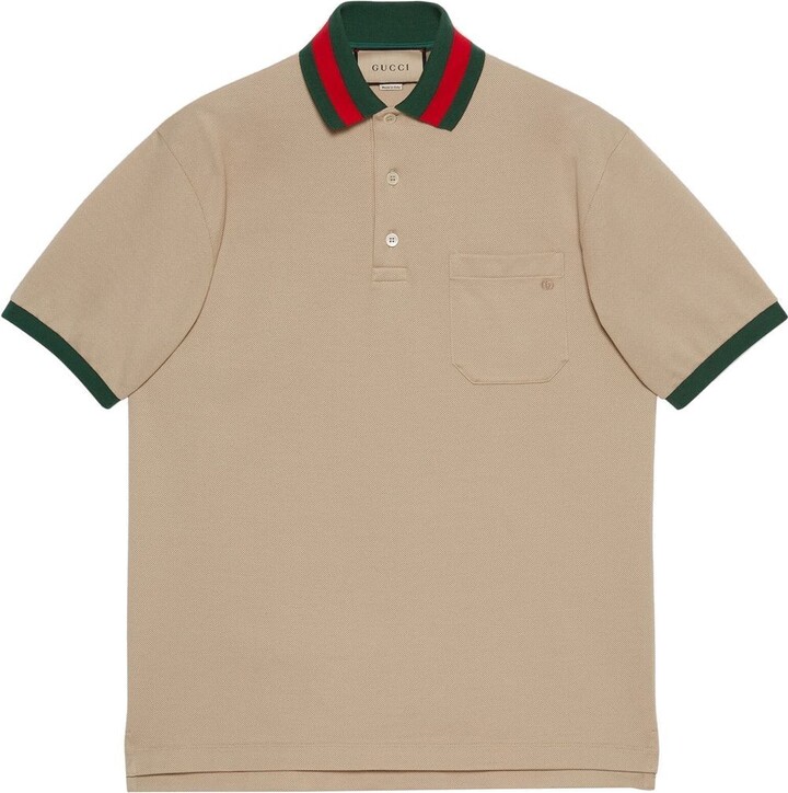 Gucci Web stripe-collar piqué polo shirt - ShopStyle