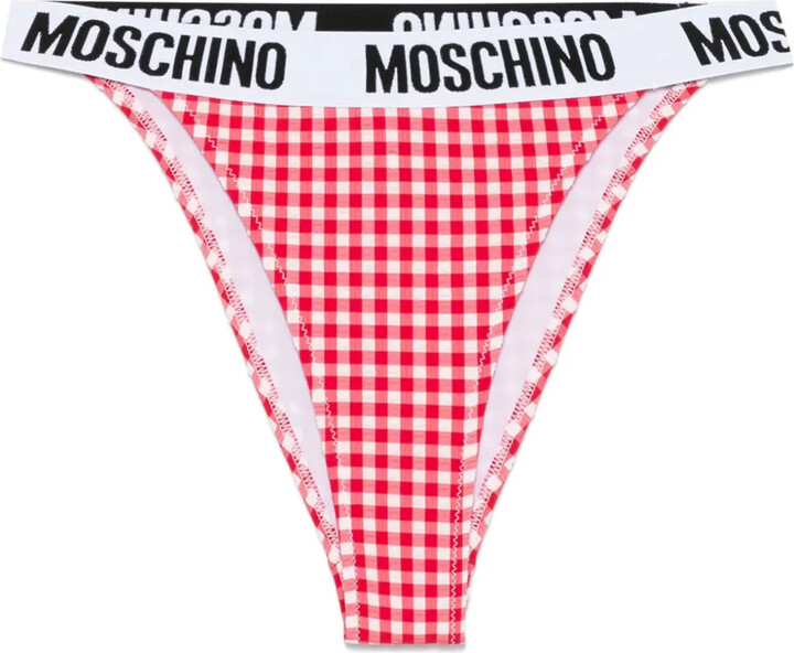 Gingham-Check Bikini Bottoms