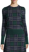Thumbnail for your product : Cédric Charlier Knit Plaid Wool Sweater, Fantasy/Green