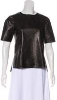 Thumbnail for your product : Vince Short Sleeve Leather Top