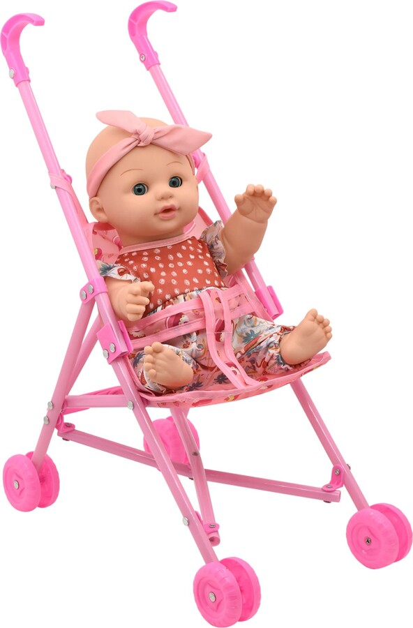 Little Darlings Out For A Stroll Flamingo Jumper Pink & Blue Outfit 12", 3+