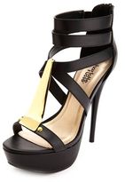 Thumbnail for your product : Charlotte Russe Gold-Plated Strappy Platform Heels