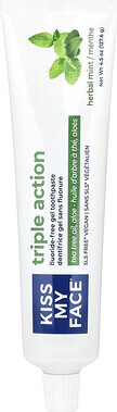 Kiss My Face Kiss My Face, Triple Action Fluoride-Free Gel Toothpaste, Herbal Mint, 4.5 oz (127.6 g)