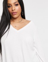Thumbnail for your product : ASOS DESIGN Curve longline top with side splits in rib in white