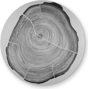 Begin Edition International Inc. Grayscale Wood Log - Monochrome Black Round Outdoor Rug