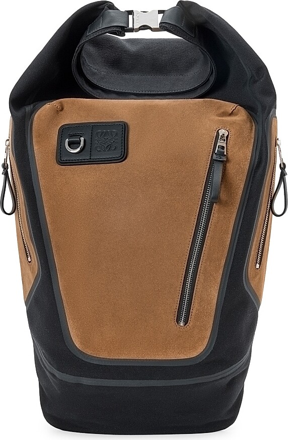 Loewe Men's Roll Top Backpack - Black Dark Gold