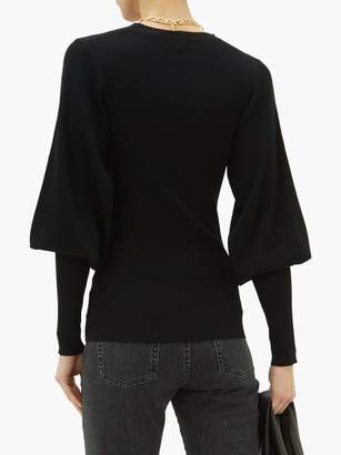 Totême Vignola Bishop-sleeve Ribbed-knit Sweater - Womens - Black