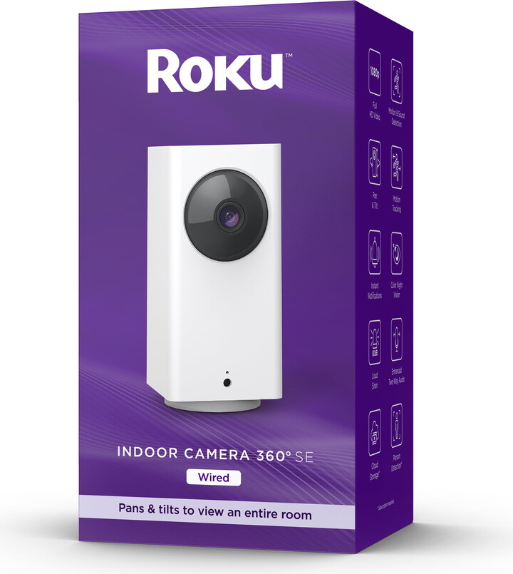 Roku Smart Home Indoor Camera 360° SE Wi-Fi®-Connected - Wired 1080p Security Surveillance Camera with Motion Detection and Tracking
