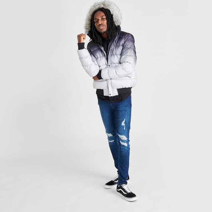 siksilk parka jacket with faux fur hood