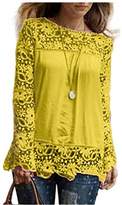 Thumbnail for your product : Fashion Story Women Lace Crochet Chiffon Sleeve Flower Autumn Top Blouse Shirt