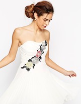 Thumbnail for your product : Elise Ryan Pleated Bandeau Skater Dress With Crochet Applique Trim