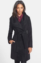 Thumbnail for your product : Calvin Klein Textured Panel Wool Blend Wrap Coat