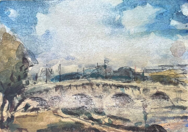 Maurice Mazeilie, French Impressionist Watercolor of Pont Neuf Parisian Bridge Scene , 2014