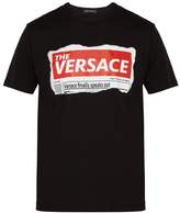 Thumbnail for your product : Versace Newspaper Print Cotton T Shirt - Mens - Black
