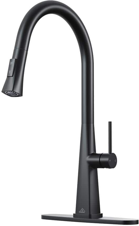 CASAINC Single Handle Pull-Down Sprayer Kitchen Faucet with Advanced Spray, Pull Out Spray Wand, Deckplate in Matte Black