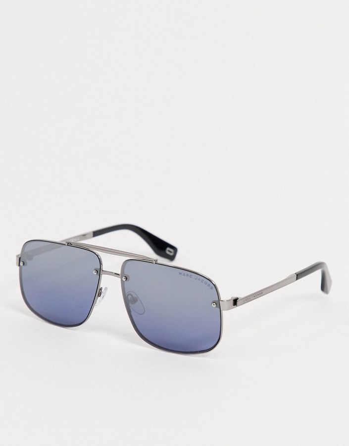 Marc Jacobs aviator sunglasses in silver frame - ShopStyle