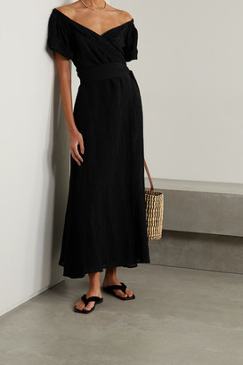 Mara Hoffman Net Sustain Adelina Crinkled Organic Linen And Cotton-blend Gauze Wrap Maxi Dress