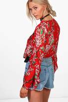 Thumbnail for your product : boohoo Alice Ruffle Sleeve Floral Blouse