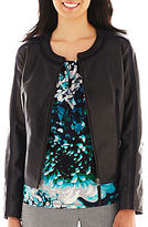 Thumbnail for your product : JCPenney Worthington Faux Leather-Trim Jacket - Petite