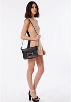 Thumbnail for your product : Missguided Becky Faux Leather Shoulder Bag Black