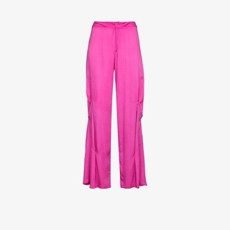 Collina Strada Pink Draped Silk Trousers