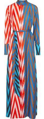 Diane von Furstenberg Paneled Printed Silk Maxi Shirt Dress