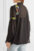 Thumbnail for your product : Anna Sui Garden Embroidered Georgette Blouse - Black